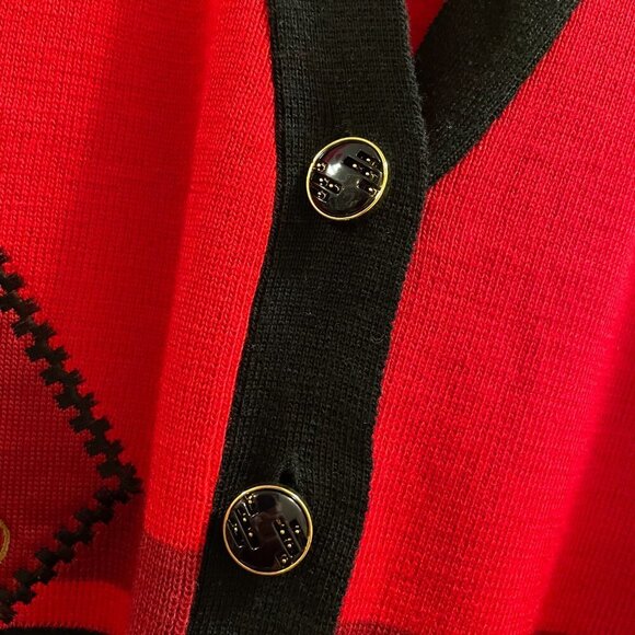 Vintage Holiday Sunflower Sweater Vest Red & Black - Picture 11 of 12